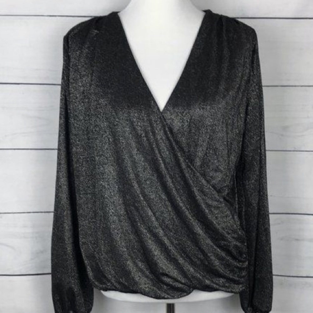 Shimmer/metallic black blouse